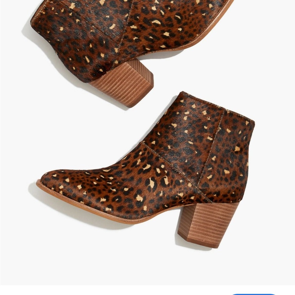 MADEWELL Womens ROSIE Size US 8.5 CALF FUR Leopard Ankle Boots Brown Black $198*